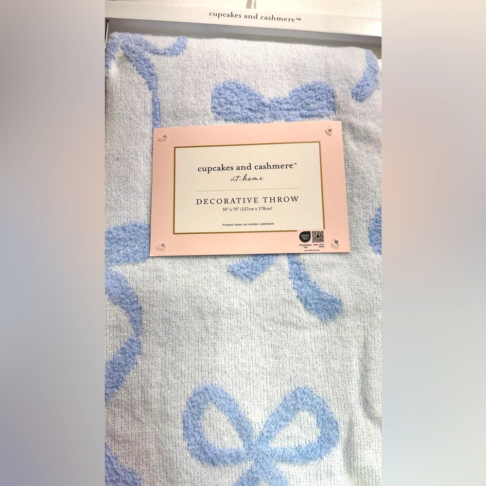Cupcake & Cashmere Blue Bows Throw Blanket